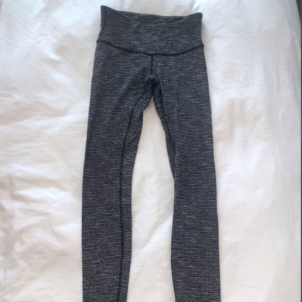 Lulu Lemon Tight Size 4 Wunder Under Low Rise Luon Variegated Knit Black Heather